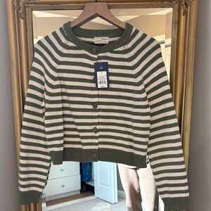 Universal Thread Green and White 100% cotton cardigan